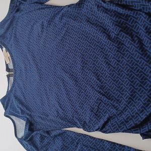 Michael Michael Kors medium blue & black long sleeve cold shoulder ruched side
